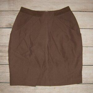 Fei Anthropologie Brown Silk Cotton Blend Ruffle Pleat Tulip Mini Skirt 2